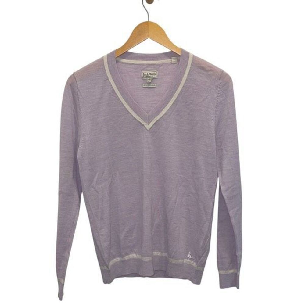 Jack Wills Womens‎ Extra Fine Merino Wool V-neck Pullover Sweater Purple Size 4
